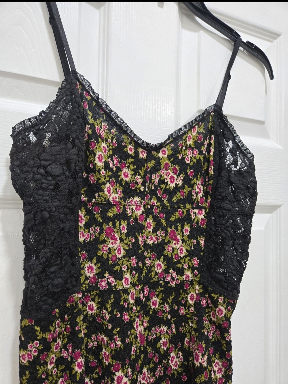 Free People Black Floral Lace-Trim Cami - Picture 1 of 4